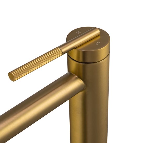 CADDENCE Series Brushed Brass Tall Basin Mixer