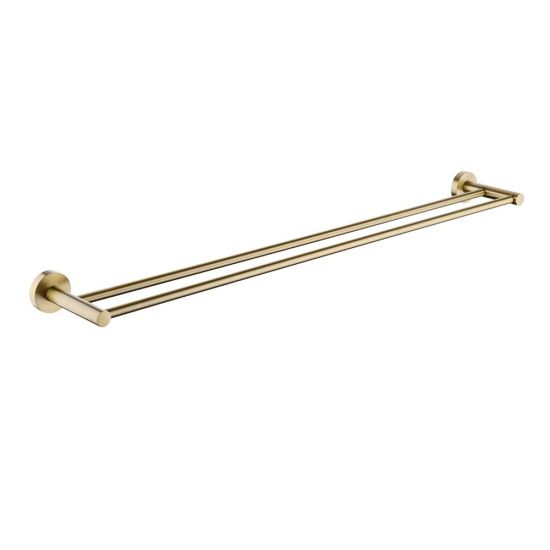 LUCID PIN Series Round Brushed Brass Double Towel Rack Rail 800mm