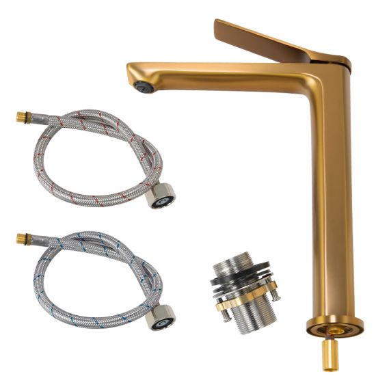 RUSHY Series Brushed Brass Tall Basin Mixer