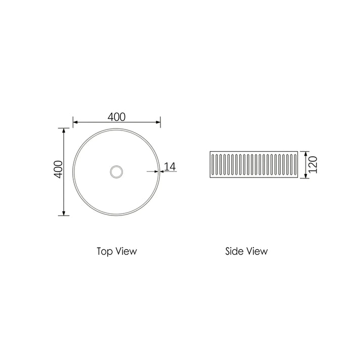 HUDSON ROUND 400X400X120 CONCRETE FLUTED WHITE BASIN