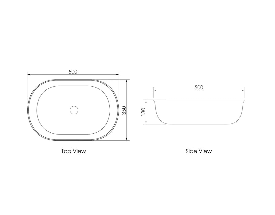 BRONTE OVAL 500X350X130 MATTE WHITE BASIN