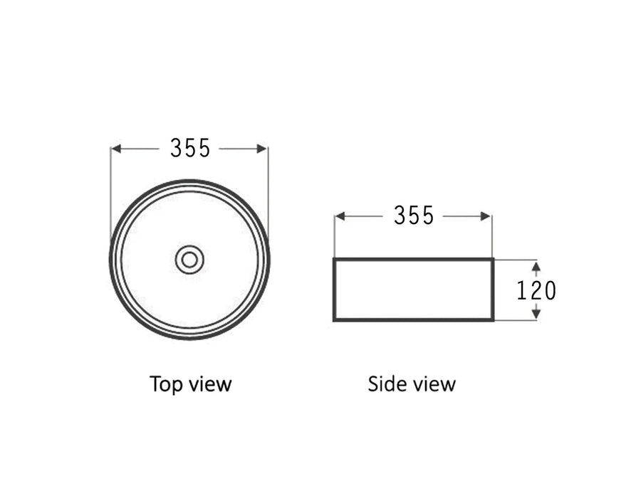 ARTIS 88 355X355X120 MATTE BLACK & MATTE WHITE BASIN