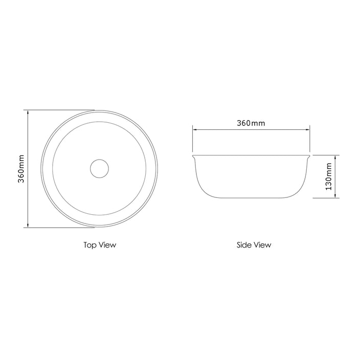 BRONTE ROUND 360X360X130 GLOSS WHITE BASIN