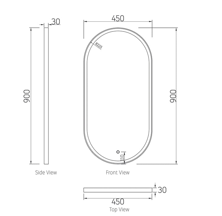 LED NOOSA 900X450 GOLD METAL FRAME MIRROR