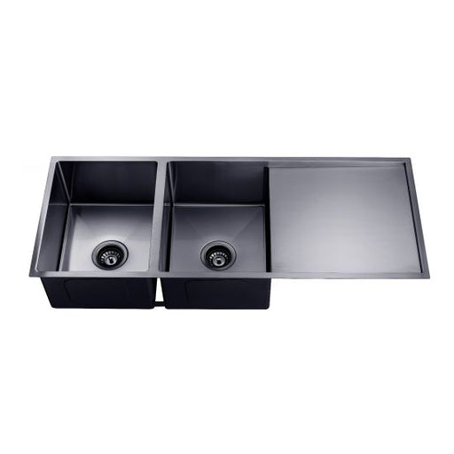 Gun Metal Grey Double Bowl Kitchen Sink with Drainer 1160*460*230mm