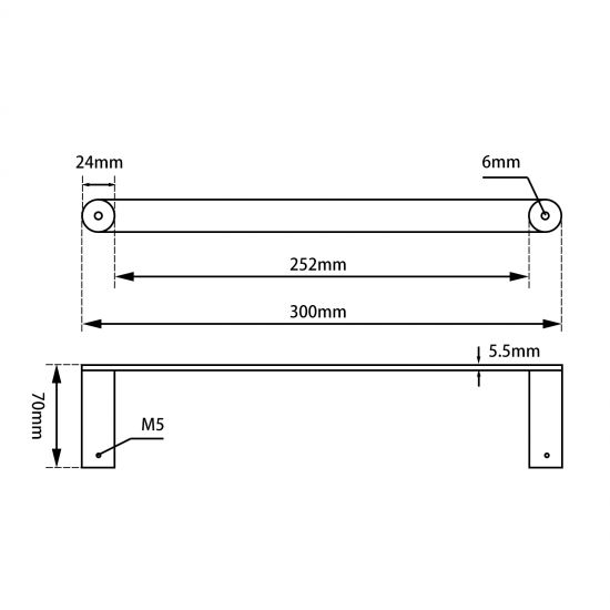 RUSHY Brushed Nickel Towel Ring 300mm