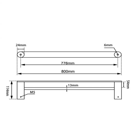 RUSHY Chrome Double Towel Rail 800mm