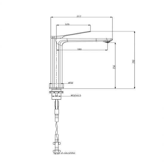 RUSHY Series Brushed Brass Tall Basin Mixer