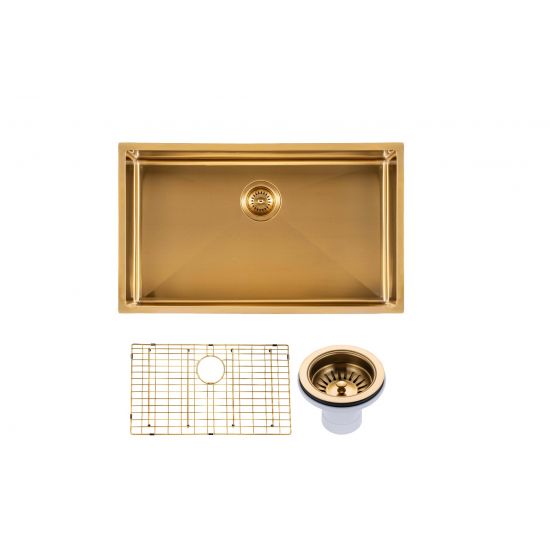 Brushed Gold 762x457x254mm 1.2mm Handmade Single Bowl Top/Undermount Kitchen/Laundry Sink