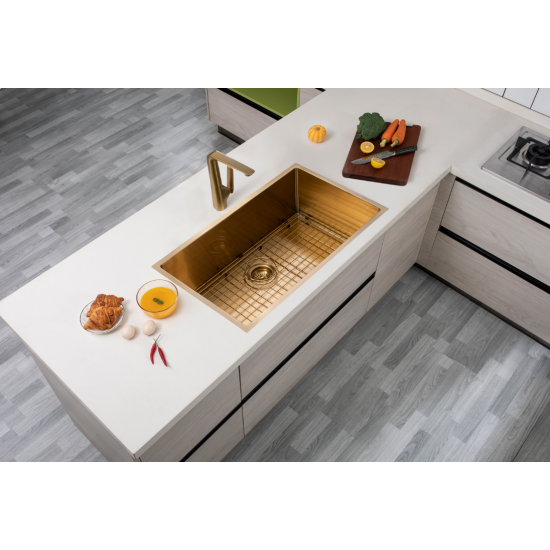 Brushed Gold 762x457x254mm 1.2mm Handmade Single Bowl Top/Undermount Kitchen/Laundry Sink