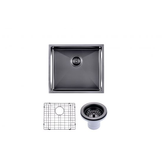 Gun Metal Grey 510x450x230mm 1.2mm Handmade Top/Undermount Single Bowl Kitchen/Laundry Sink