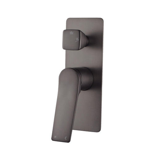 RUSHY Square Brushed Gun Metal Grey Wall Mixer With Diverter