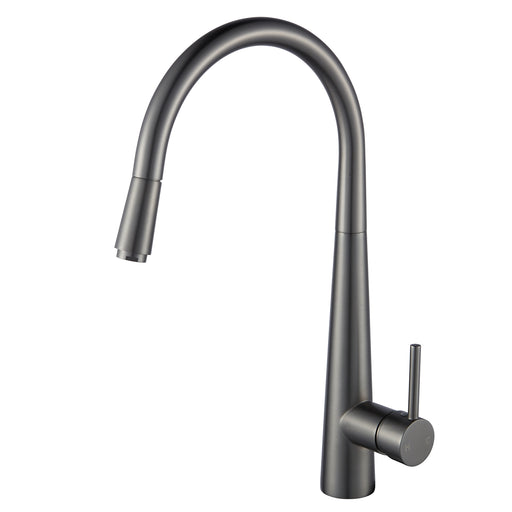 Round Gun Metal Grey Pull Out Kitchen Sink Mixer Tap