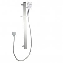 Square Chrome Sliding Shower Rail with 3 Mode Handheld Shower Wall Connector Set