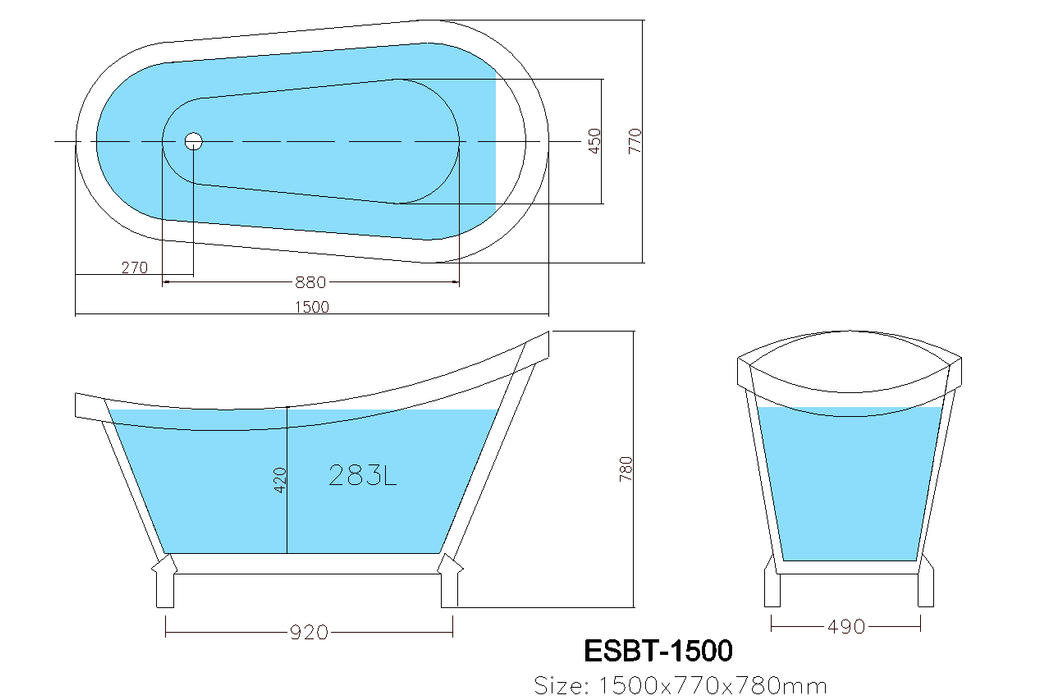 Espada Claw Foot Bathtub 1680