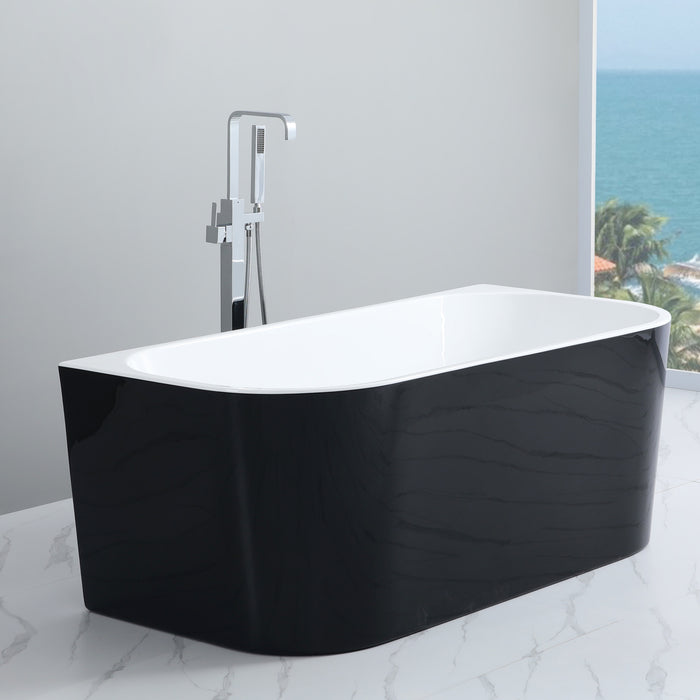 Elivia 1400 Matte Black & Matte White Back to Wall Bath