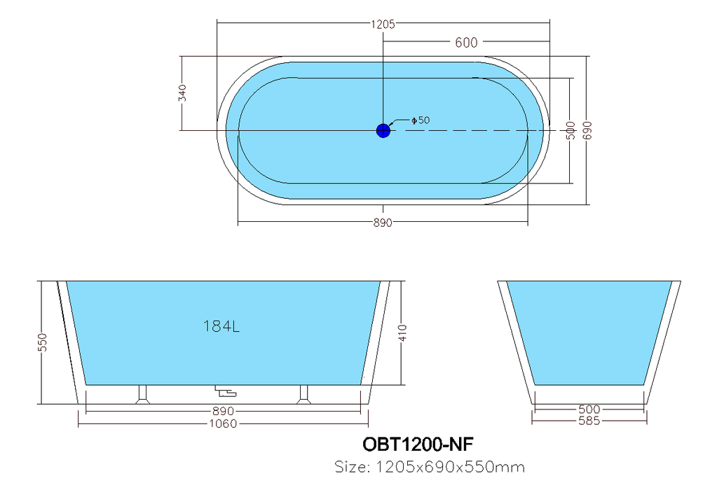 Ovia 1200 Gloss White Bath