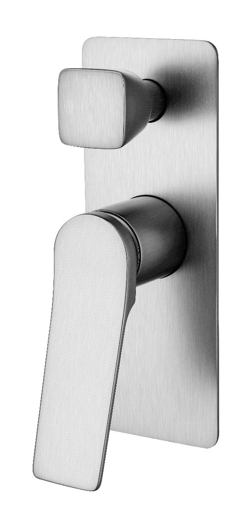 RUSHY Square Brushed Nickel Wall Mixer With Diverter