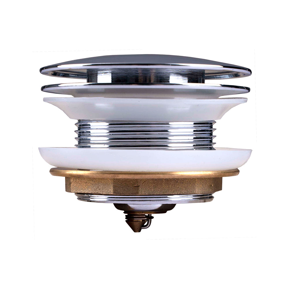 40mm Chrome Solid Brass Bathtub Mushroom Pop Up Waste Drain NO Overflow