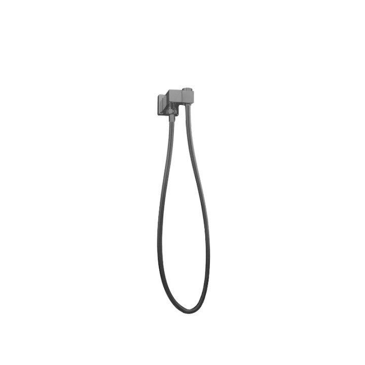 Square Gun Metal Grey Shower Holder Wall Connector & Hose Only