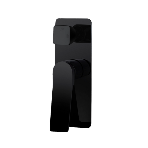 RUSHY Square Black Wall Mixer With Diverter