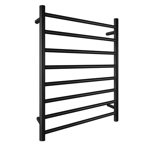 Round Black Electric Heated Towel Rack 8 Bars