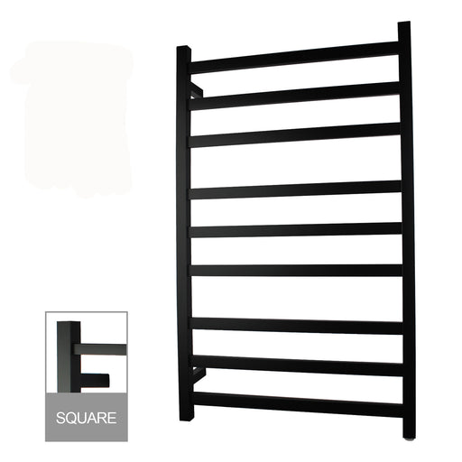 Square Matte Black Electric Heated Towel Rack 9 Bars