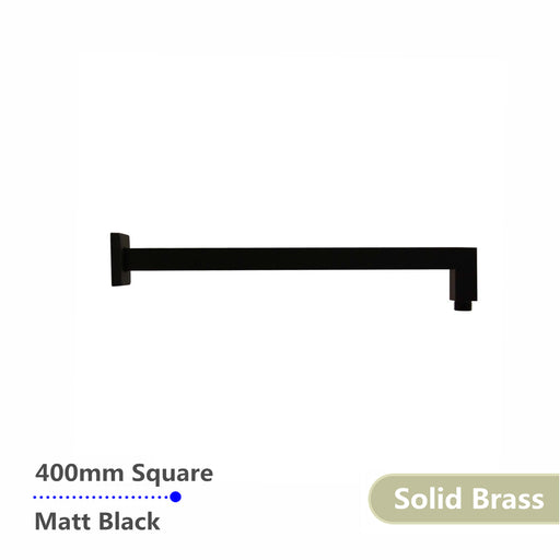 Square Black Wall Mounted Shower Arm 400mm