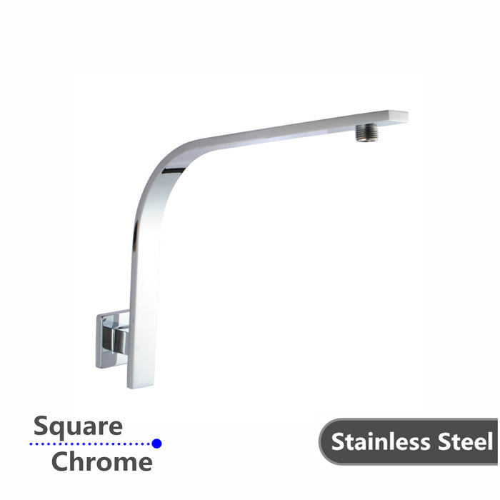 Square Chrome Gooseneck Wall Shower Arm