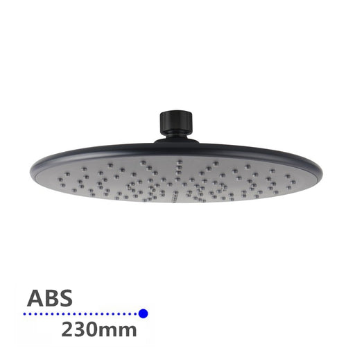 Round Black ABS Rainfall Shower Head 9"