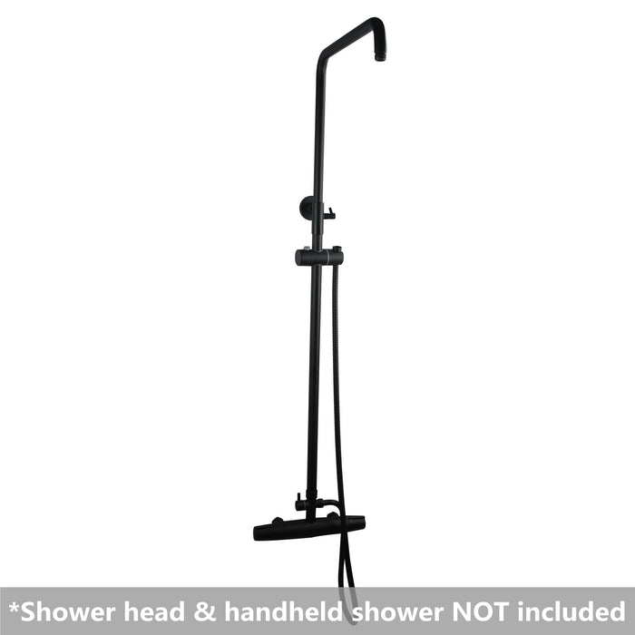 Black Round Wall Mount Bottom Inlet Shower Rail