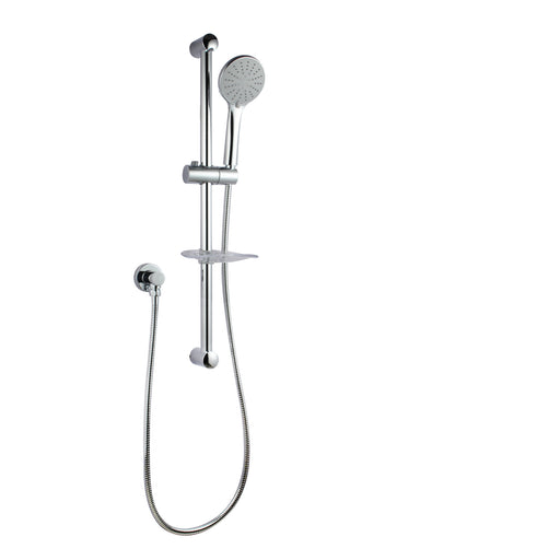 Round Chrome Sliding Rail Hand held Shower Set with Soap Dish