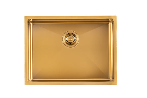 Brushed Gold 600x450x230mm 1.2mm Handmade Top/Undermount Single Bowl Kitchen Sink 304 Stainless Steel