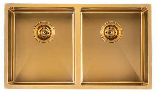 Brushed Gold 770x450x215mm 1.2mm Handmade Top/Undermount Double Bowls Kitchen Sink