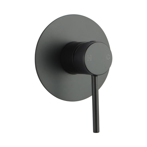 LUCID PIN Round Black Shower/Bath Wall Mixer (80mm Cover Plate)